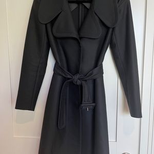 BLACK MUI MUI BELTED TRENCH, SIZE 40